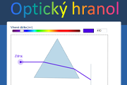 Snímek obrazovky aplikace Průchod světla hranolem (Web)